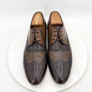Gucci Men Sz UK 8.5 US 9 Dark Brown Leather Wingtip Lace Up Oxford Dress Shoes